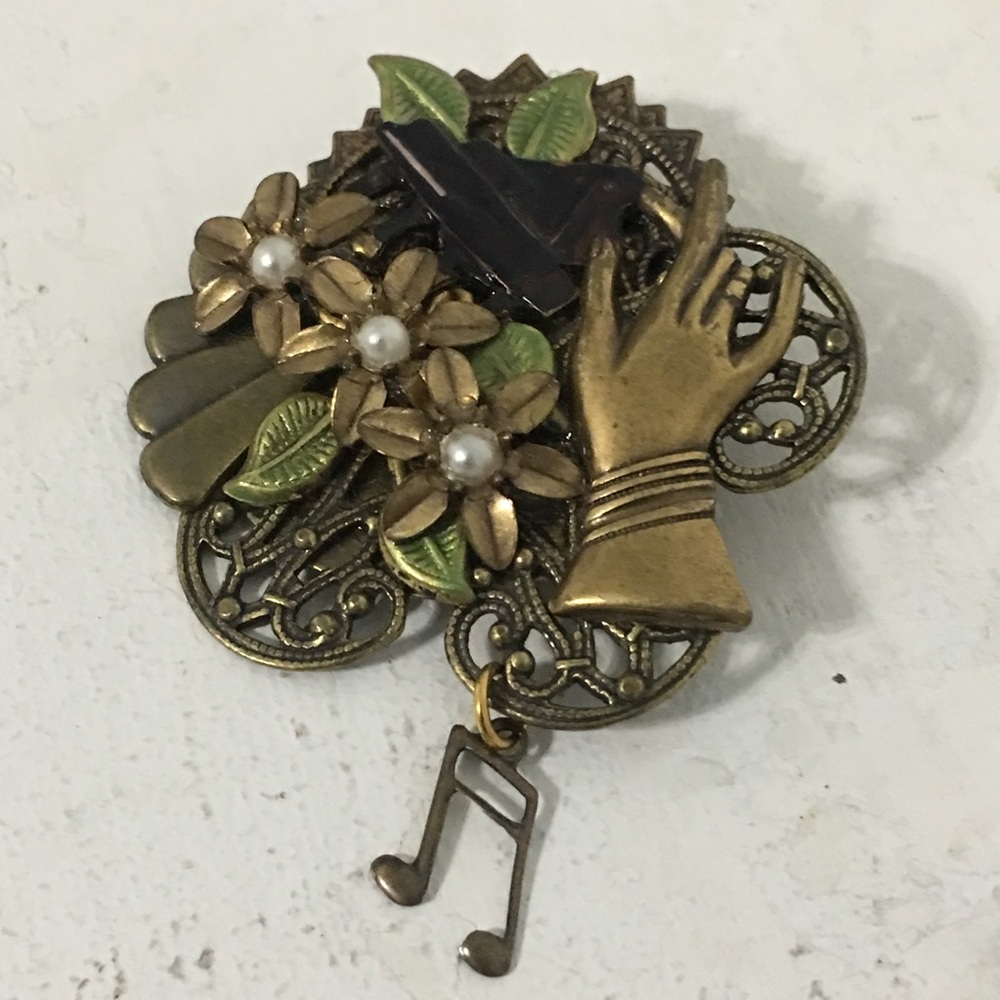 Vintage 90s Montage Designs Signed Floral Brooch